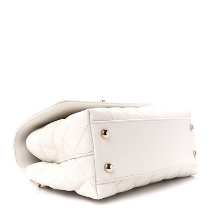 Chanel Caviar Quilted Mini Coco Chain Handle Flap White 4 of 13