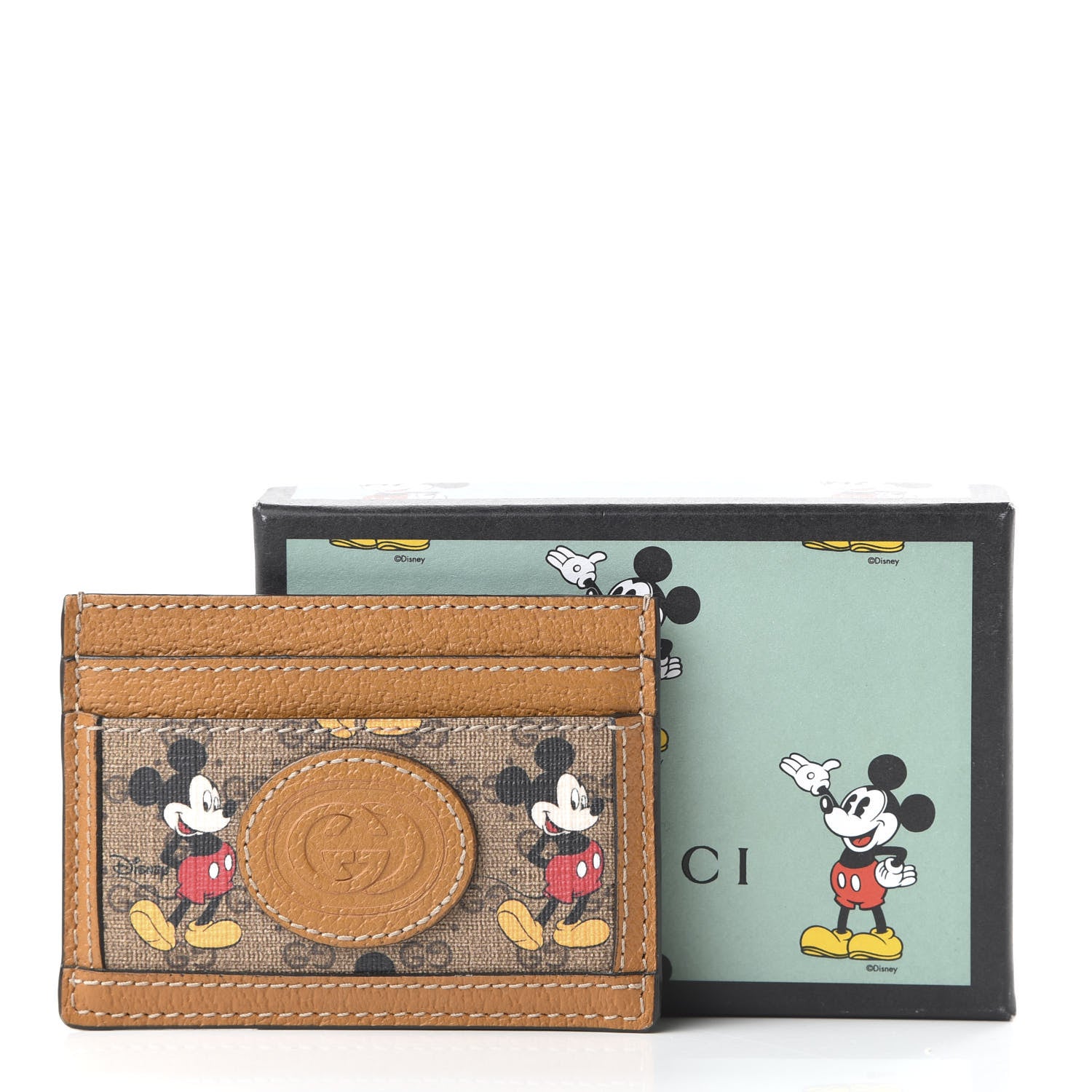 Gucci X DISNEY Mini Vintage GG Supreme Monogram Mickey Mouse Card Holder Beige Vintage Sun Oil 8 of 8