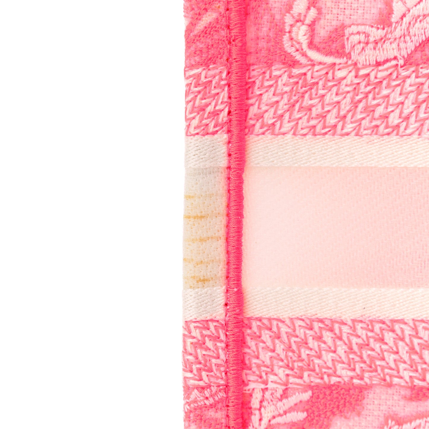 Transparent Canvas Embroidered Small Toile De Jouy Reverse Book Tote Fluorescent Pink
