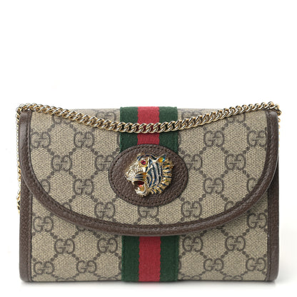Gucci GG Supreme Monogram Web Mini Rajah Slim Flap Shoulder Bag Beige New Acero 1 of 8