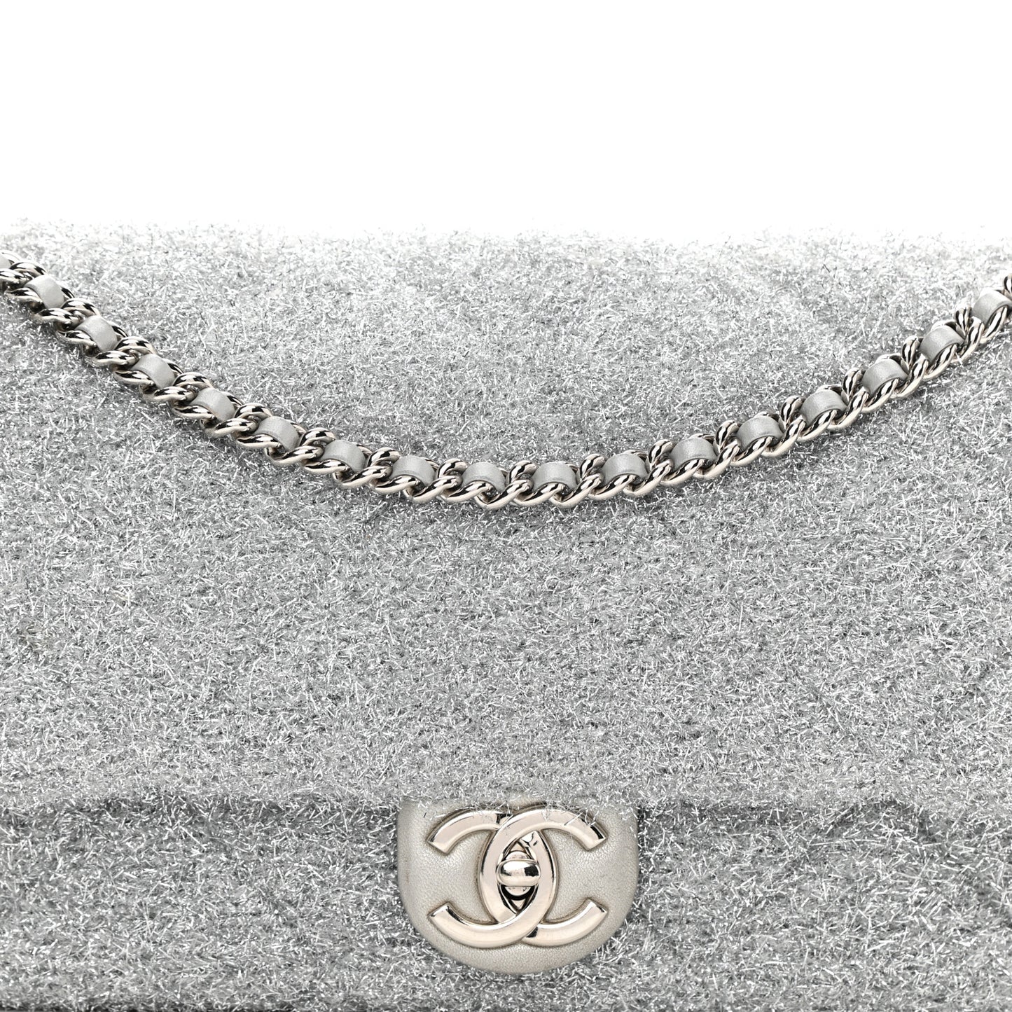 Lurex Knit Large Pluto Glitter Flap Silver