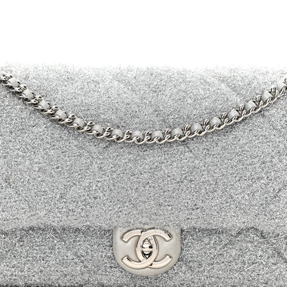 Chanel Lurex Knit Large Pluto Glitter Flap Silver 8 of 8
