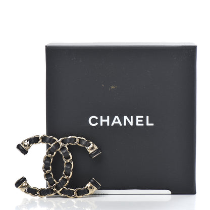 Chanel Lambskin Chain CC Brooch Black Gold 4 of 5