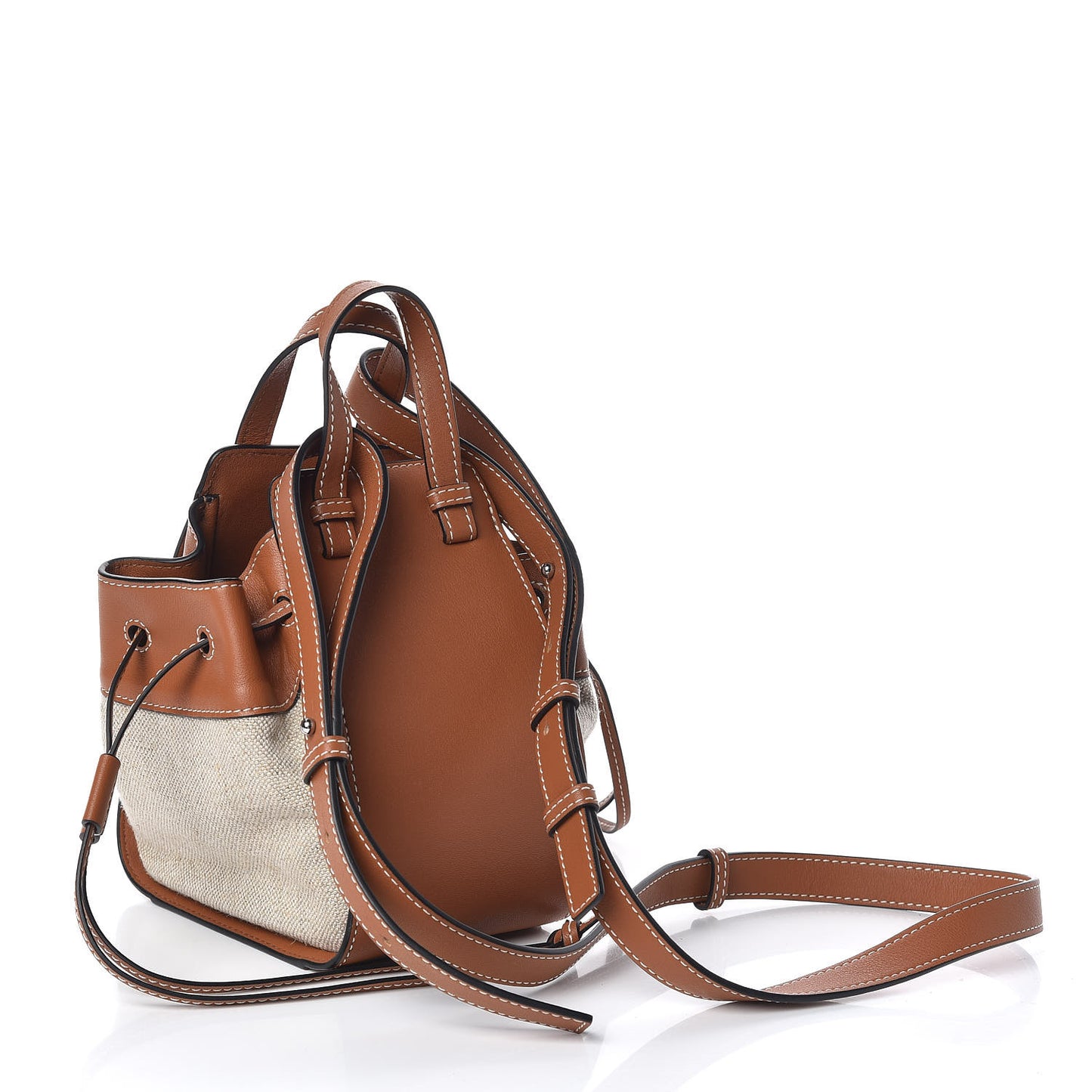 Calfskin Canvas Mini Hammock Shoulder Bag Natural Tan