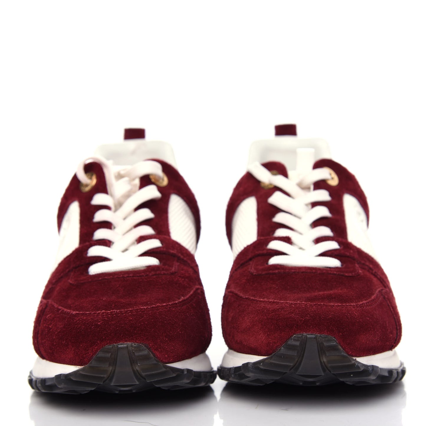 Suede Calfskin Run Away Sneakers 37.5 Burgundy White