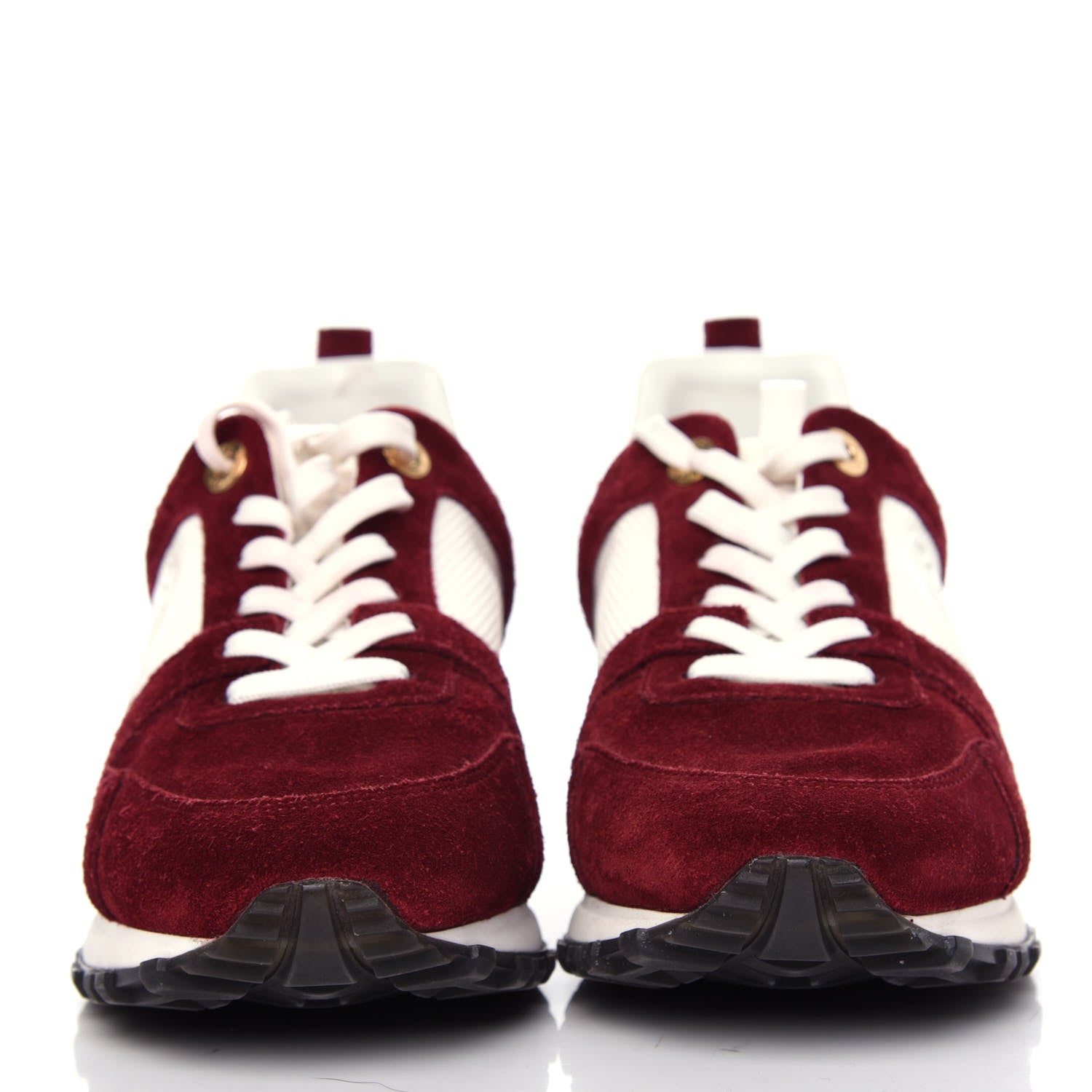 Louis Vuitton Suede Calfskin Run Away Sneakers 37.5 Burgundy White 2 of 10