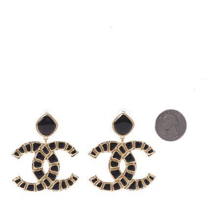 Chanel Resin Along The Nile CC Clip On Earrings Gold Black 2 of 5