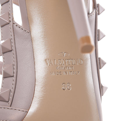 Valentino Garavani Calfskin Lacquered Monochrome Rockstud Ankle Strap 100mm Pumps 38 Poudre 6 of 9