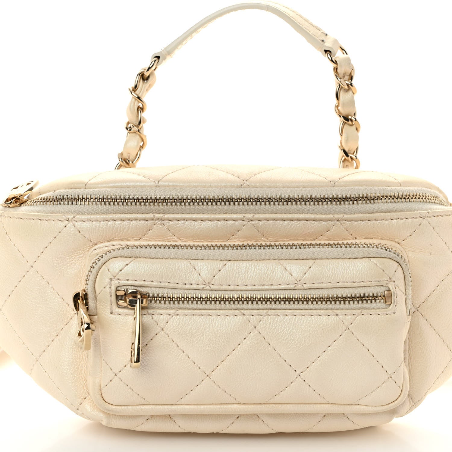 Chanel Iridescent Calfskin Quilted All About Waist Belt Bag Beige 8 of 10