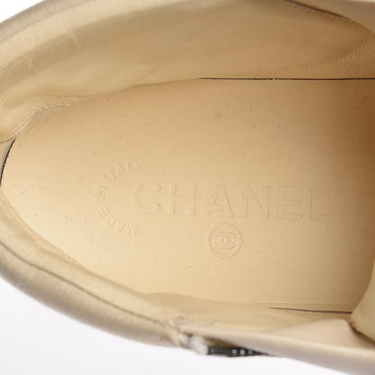 Chanel Toile Suede Calfskin CC High Top Sneakers 37 Beige White 9 of 11