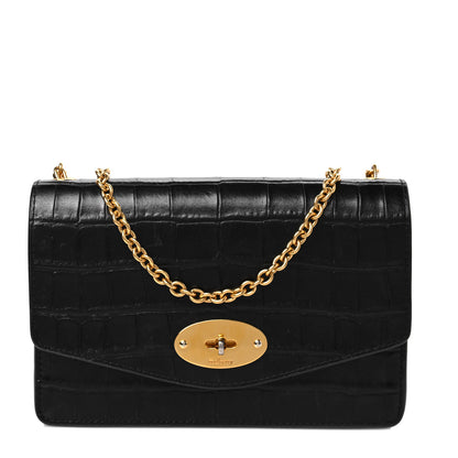 Mulberry Crocodile Embossed Calfskin Small Darley Black 1 of 10