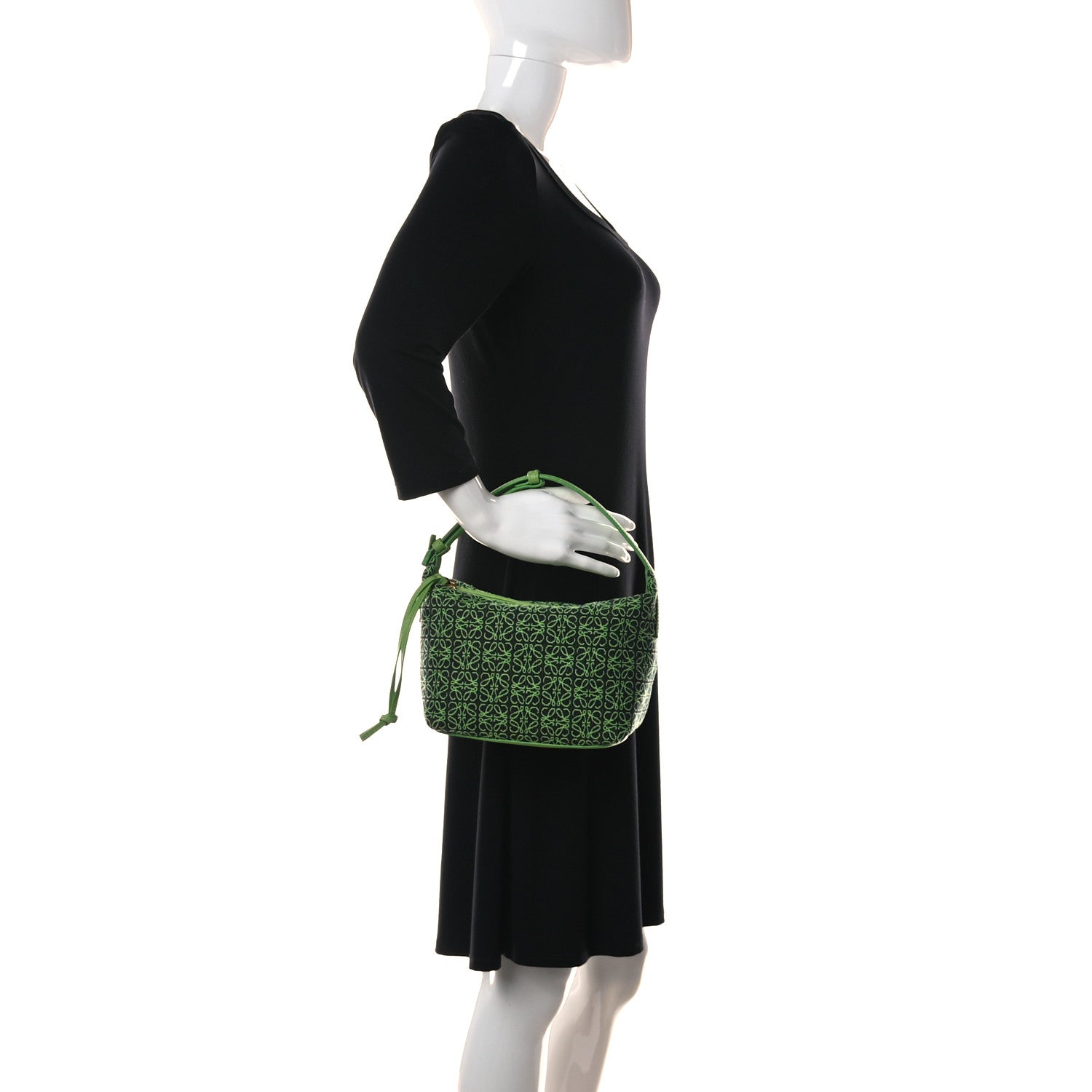 Loewe Jacquard Anagram Calfskin Small Cubi Bag Apple Green 2 of 11