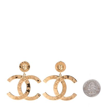 Chanel Metal Large Paris Button Earrings Gold 2 of 5