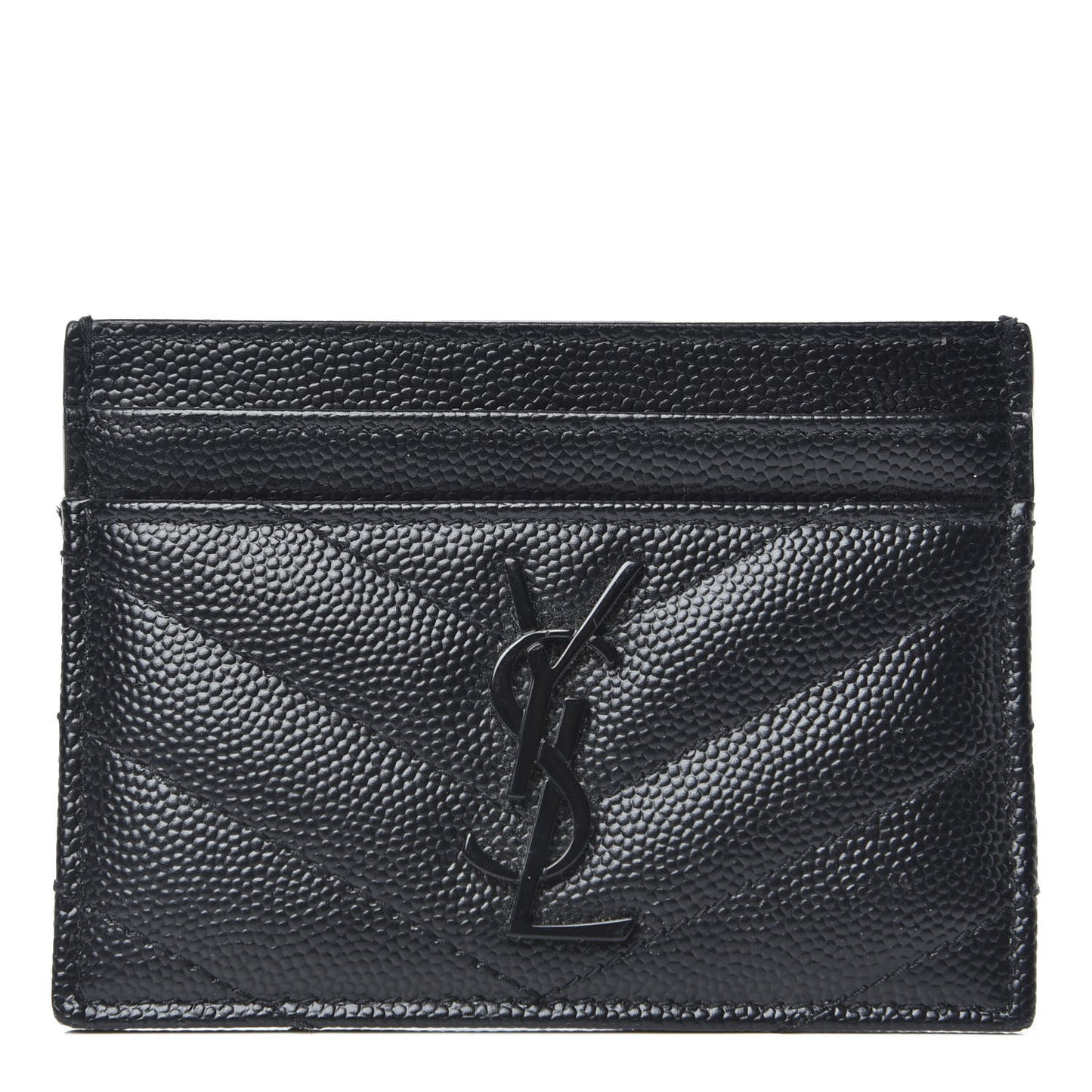 Grain De Poudre Matelasse Chevron Monogram Credit Card Case Black