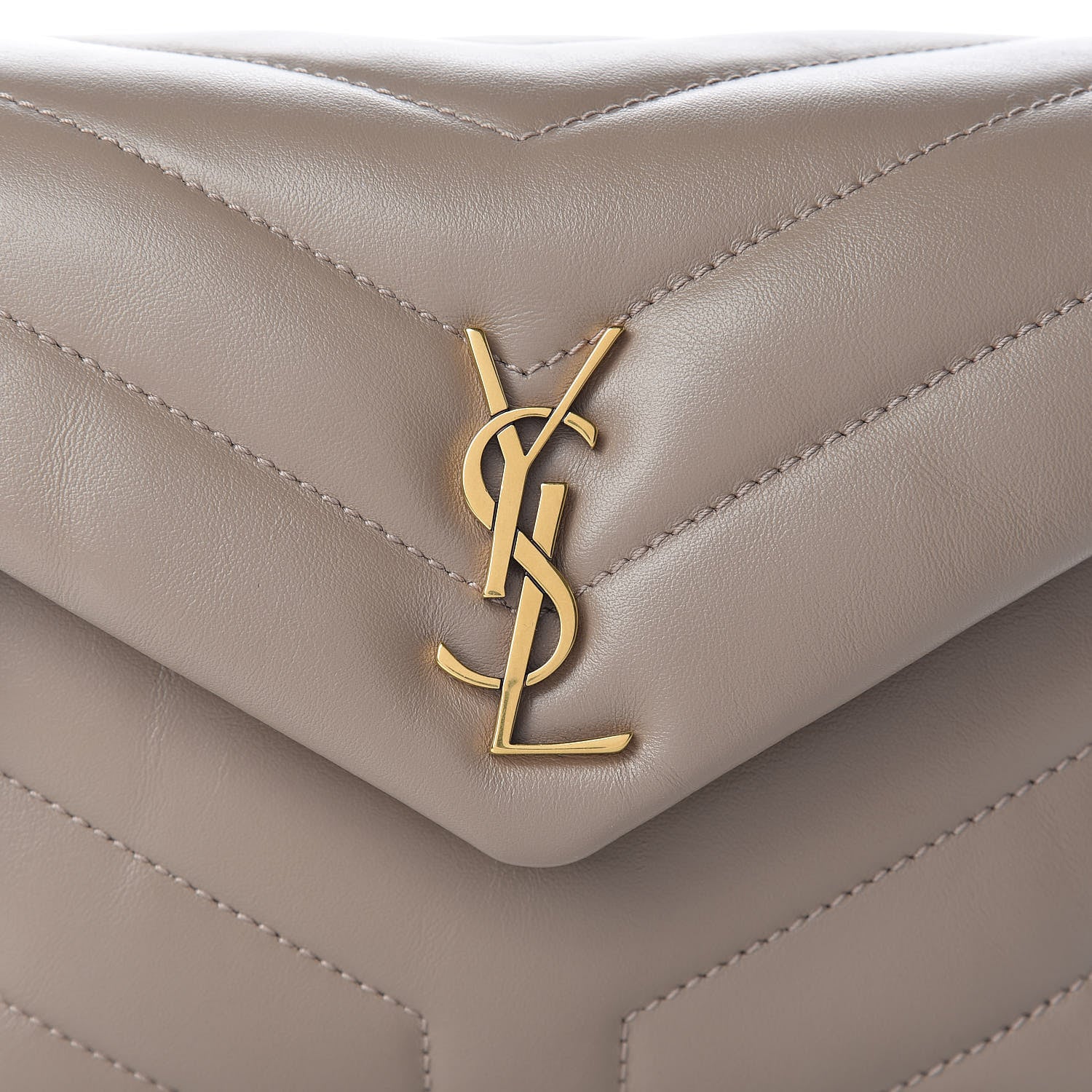 Saint Laurent Calfskin Y Quilted Monogram Toy Loulou Chain Satchel Dusty Grey 9 of 12