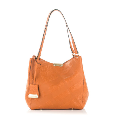 Burberry Signature Grain Calfskin Check Embossed Small Canterbury Tote Copper Orange 1 of 5