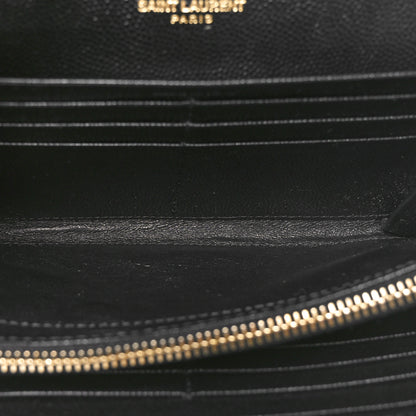 Saint Laurent Grain De Poudre Mixed Matelasse Triquilt Large Monogram Wallet Black 5 of 9
