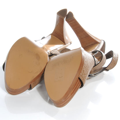 Louis Vuitton beige Crocodile Embossed beige leather sandals sz. 40.5 5 of 7