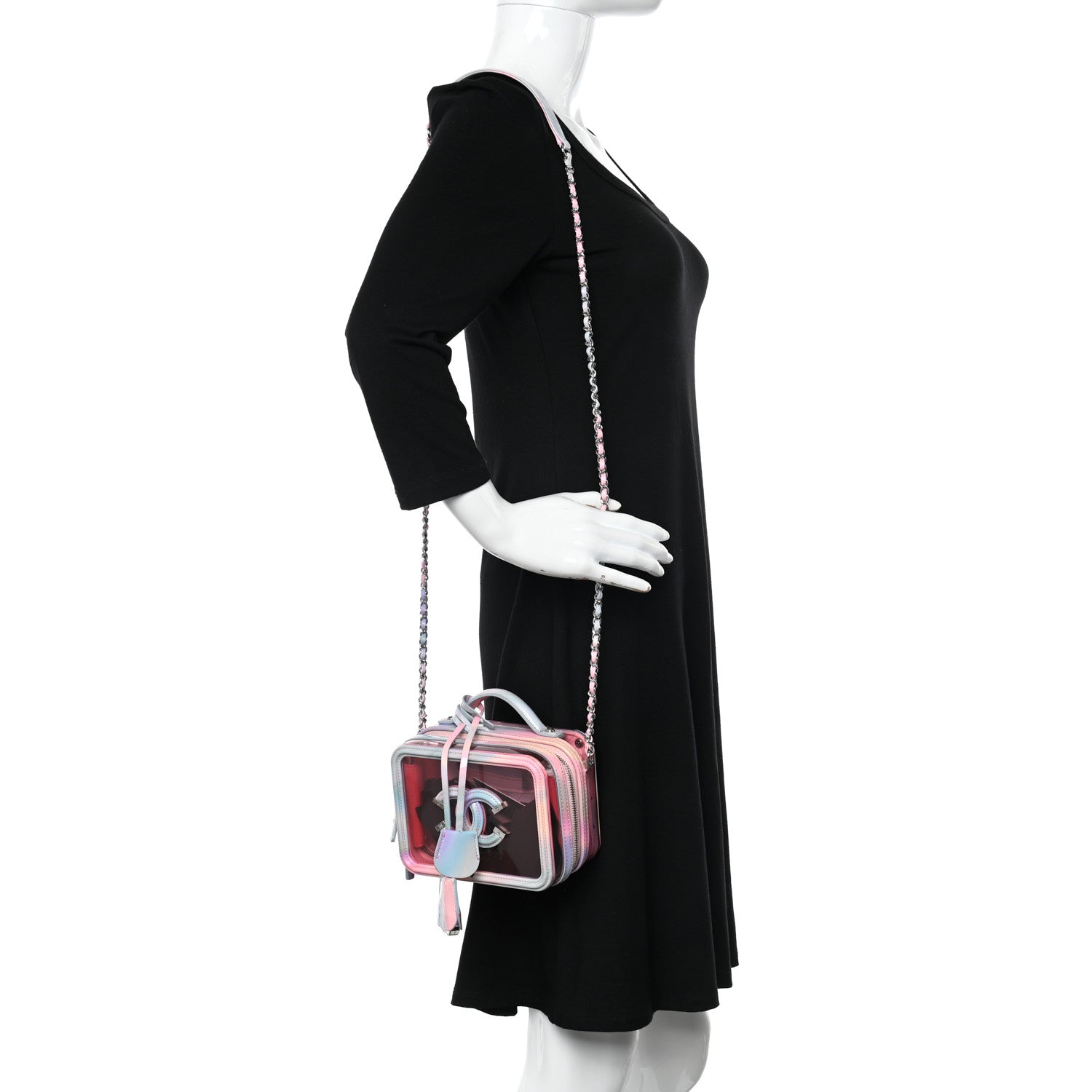 Chanel PVC Patent Calfskin Patent Lambskin Small CC Vanity Case Pink 2 of 13