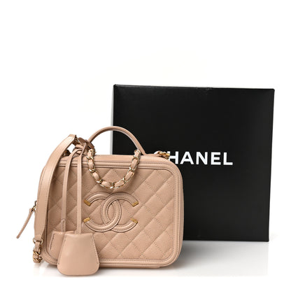Chanel Caviar Quilted Medium CC Filigree Vanity Case Beige 11 of 11