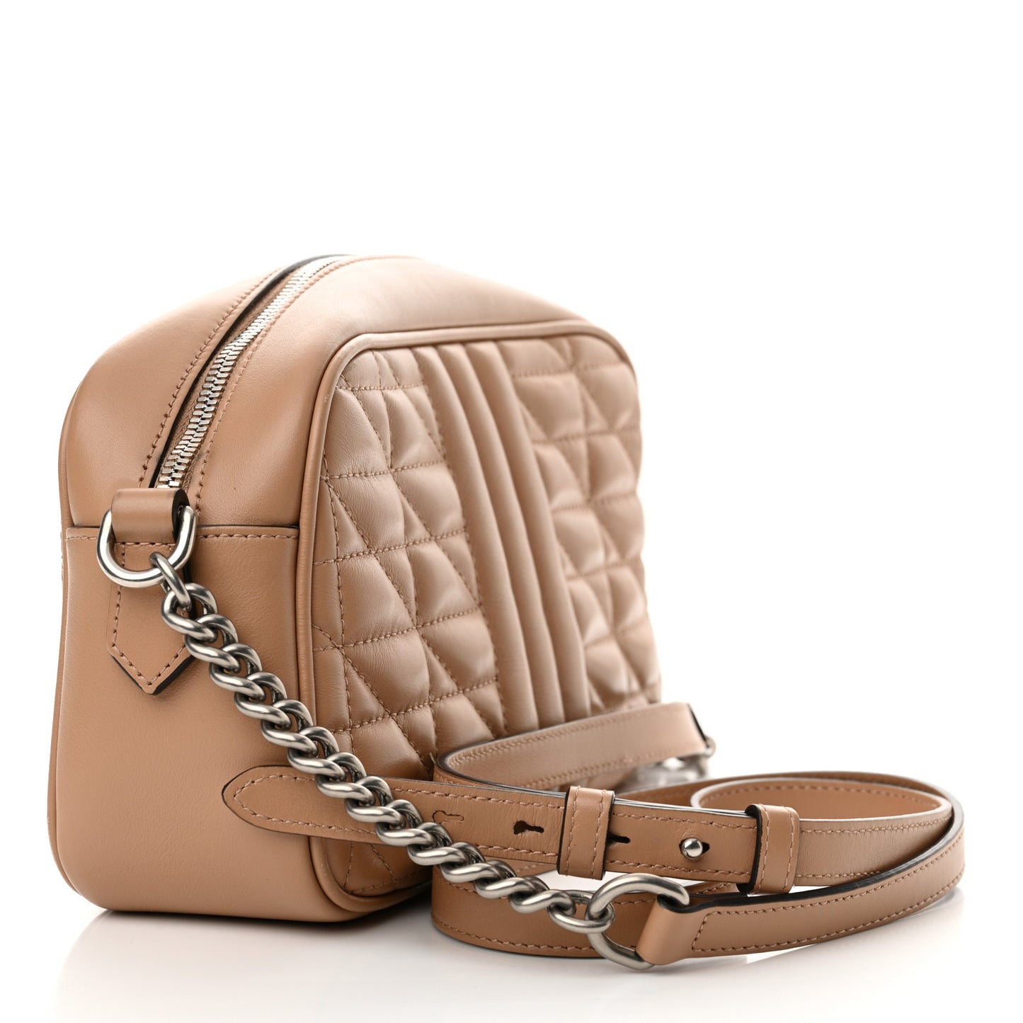 Calfskin Matelasse Aria Small GG Marmont Chain Shoulder Bag Camelia