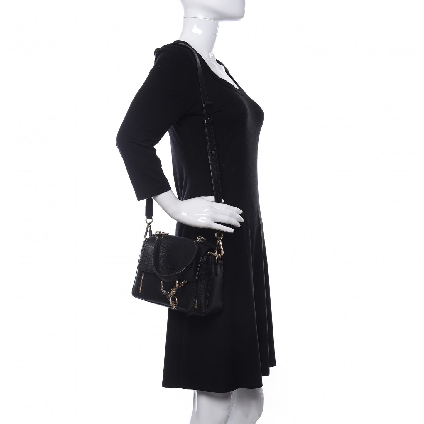 Calfskin Mini Faye Day Shoulder Bag Black