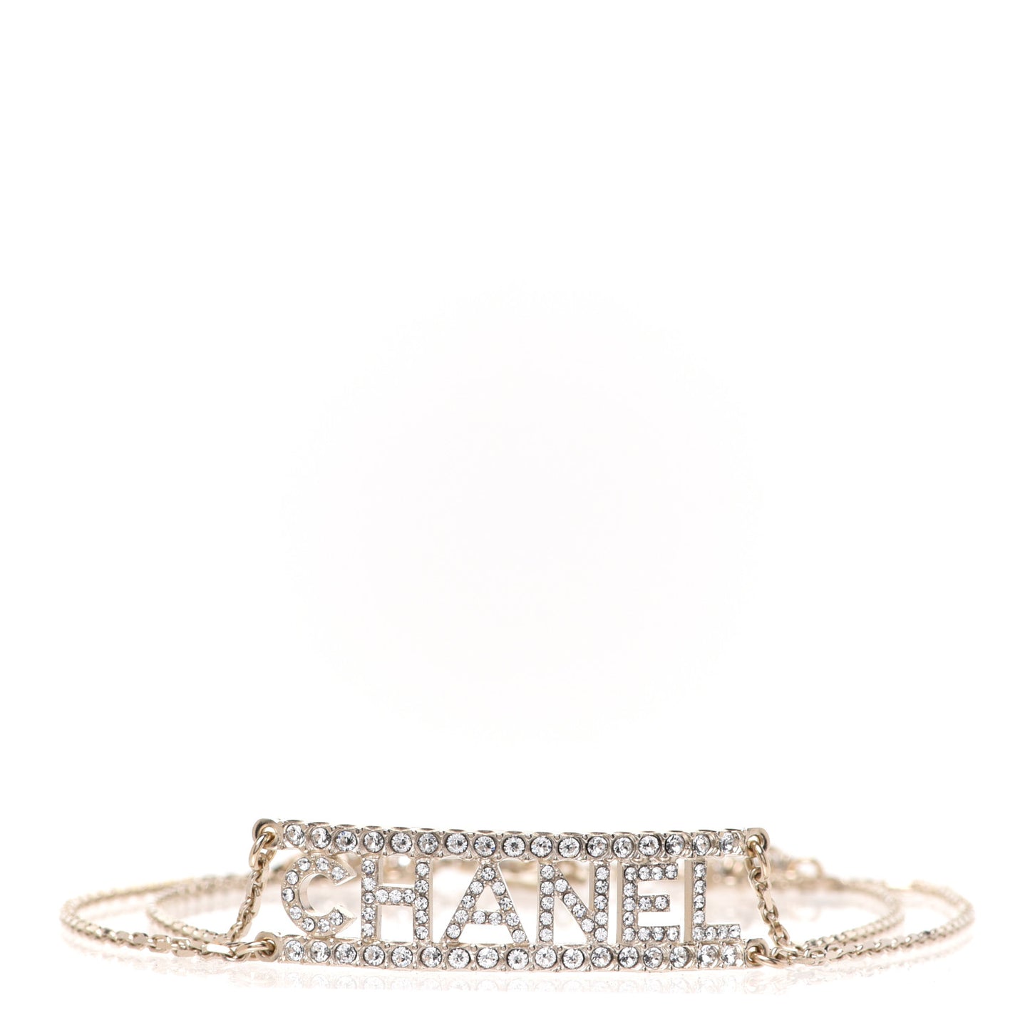 Metal Crystal Logo Choker Necklace Gold