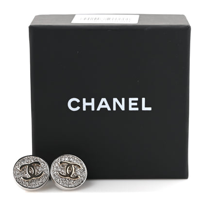 Chanel Crystal CC Round Earrings Silver 5 of 5