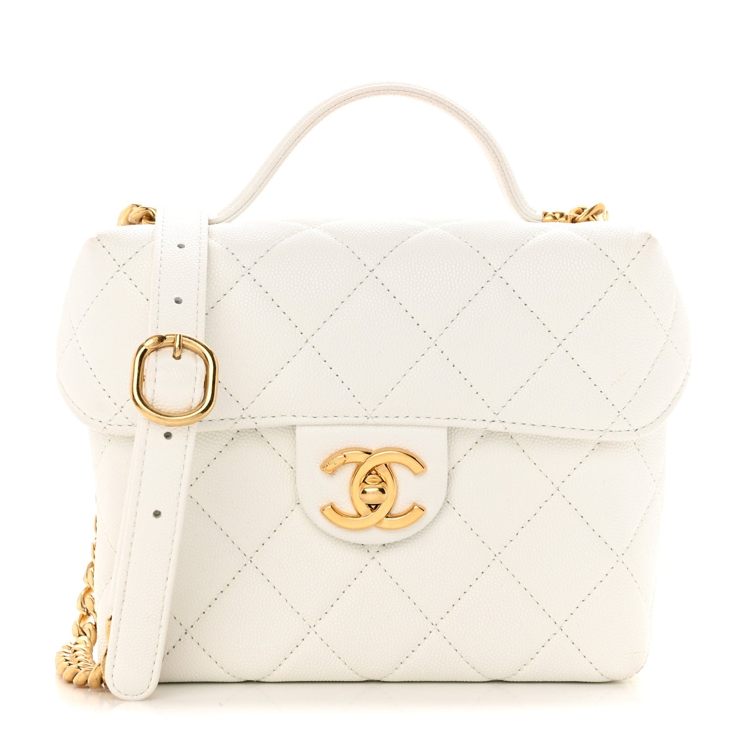 Caviar Quilted Handy Box Vanity Case White