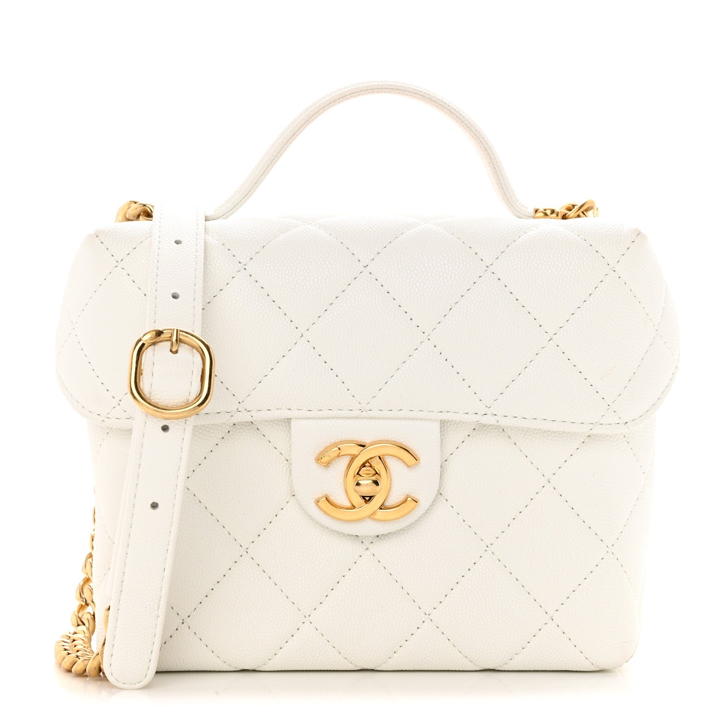 Chanel Caviar Quilted Handy Box Vanity Case White 1 of 13