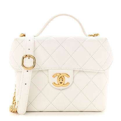 Chanel Caviar Quilted Handy Box Vanity Case White 1 of 13