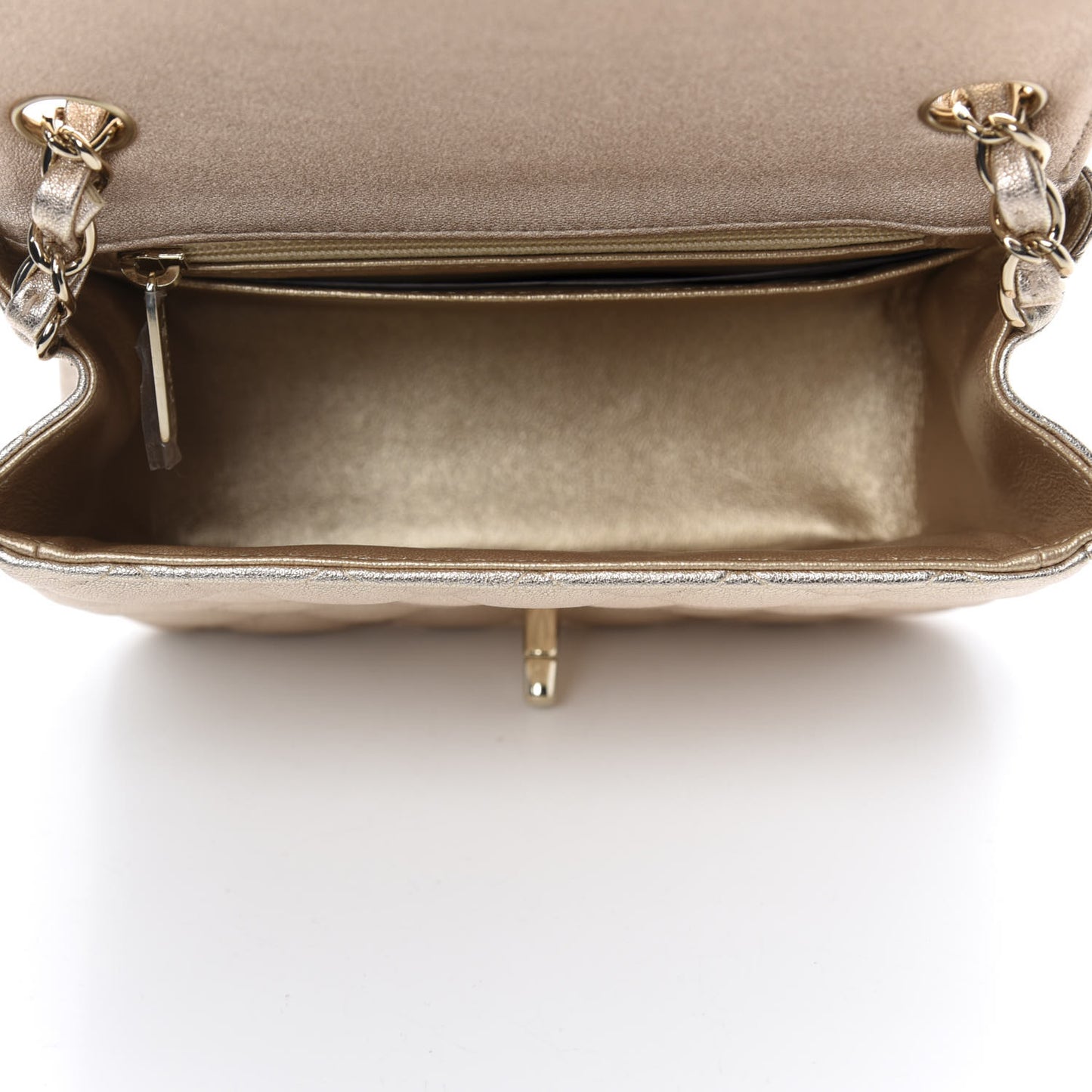 Metallic Lambskin Quilted Mini Square Flap Gold