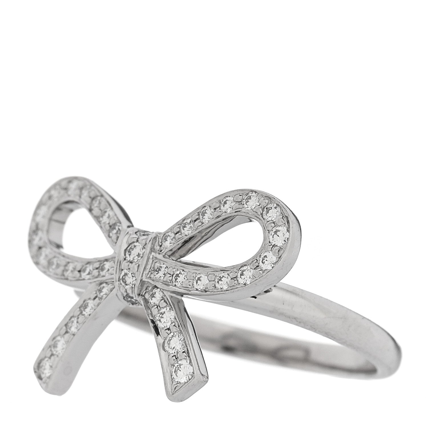 Tiffany Platinum Diamond Bow Ring 45 3.25 2 of 4