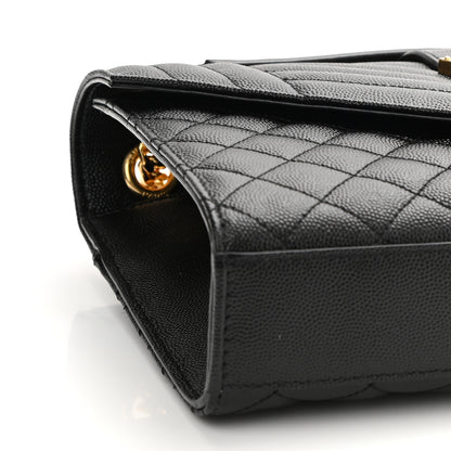 Saint Laurent Grain De Poudre Textured Mixed Matelasse Triquilt Medium Monogram Satchel Black 10 of 11