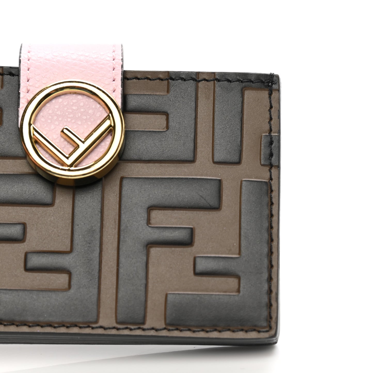 Vitello Cruise F is Fendi Bi-Color FF 1974 Embossed Gusseted Card Holder Maya Black Peonia