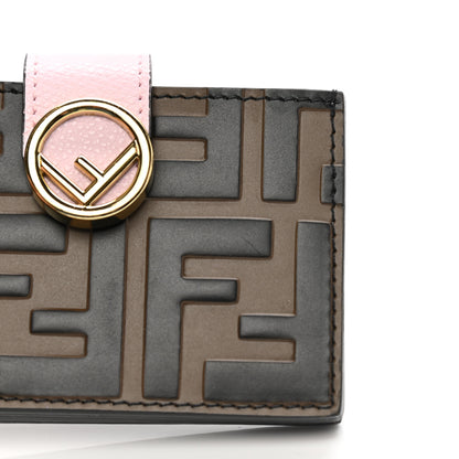 Fendi Vitello Cruise F is Fendi Bi-Color FF 1974 Embossed Gusseted Card Holder Maya Black Peonia 10 of 10
