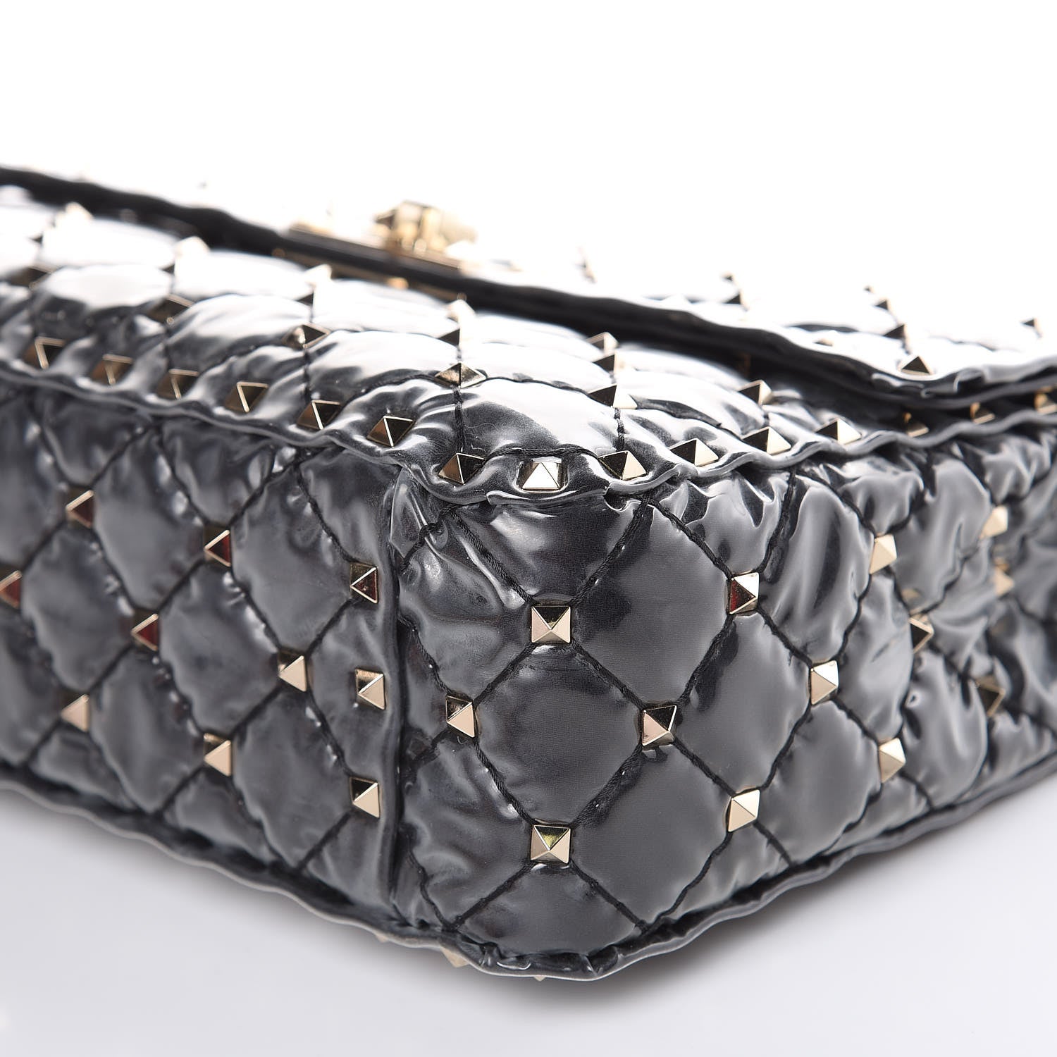 Valentino Garavani Patent Medium Rockstud Spike Shoulder Bag Black 8 of 10