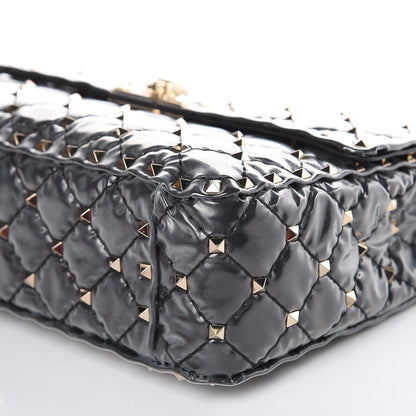 Valentino Garavani Patent Medium Rockstud Spike Shoulder Bag Black 8 of 10
