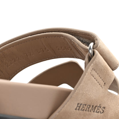 Hermes Suede Goatskin Womens Chypre Sandals 37.5 Beige Sable 9 of 10