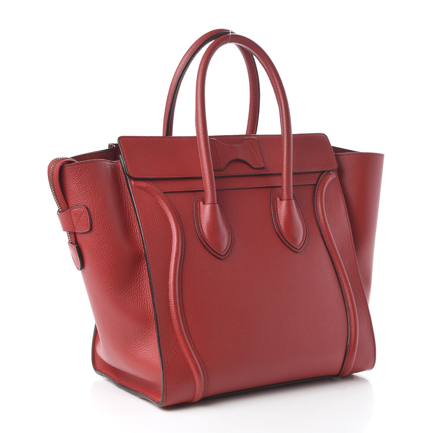 Celine Drummed Calfskin Mini Luggage Coquelicot 3 of 10