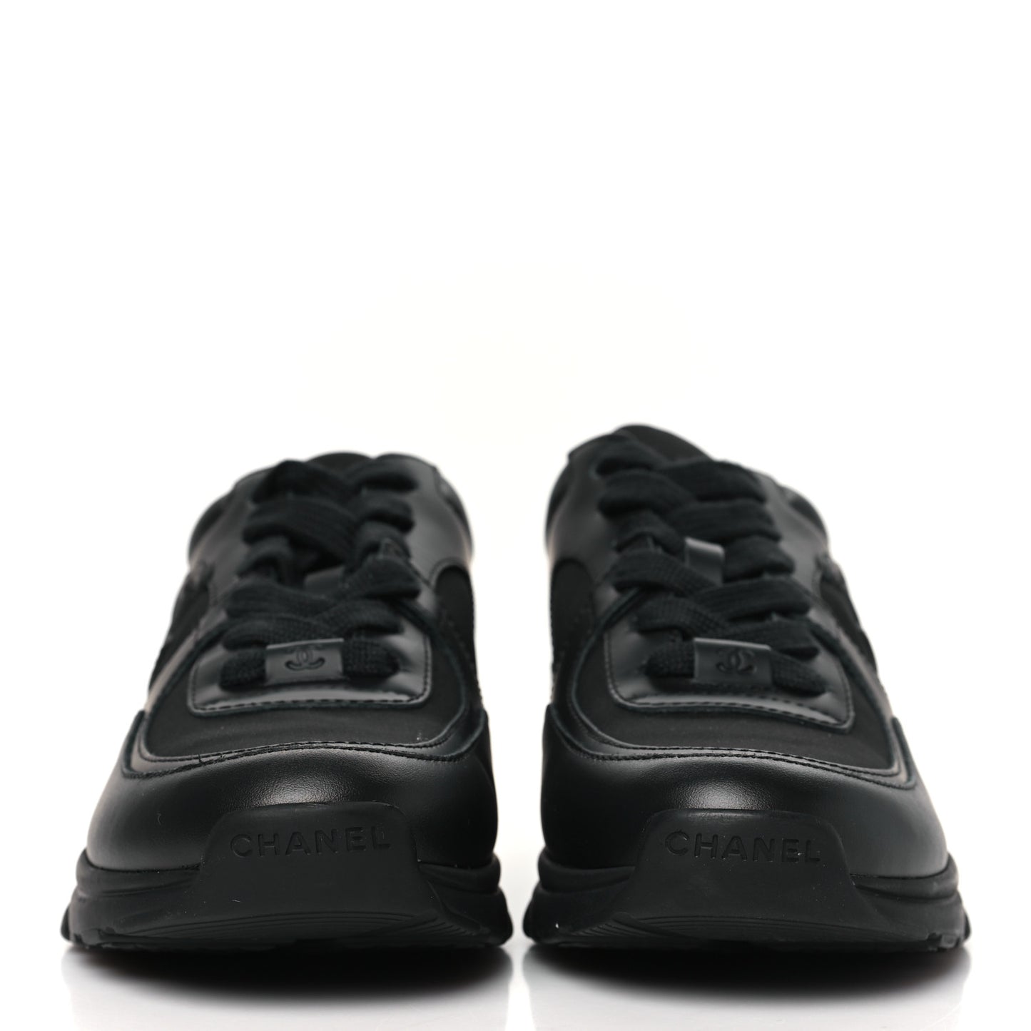 Lambskin Fabric CC Uniform Sneakers 38 Black