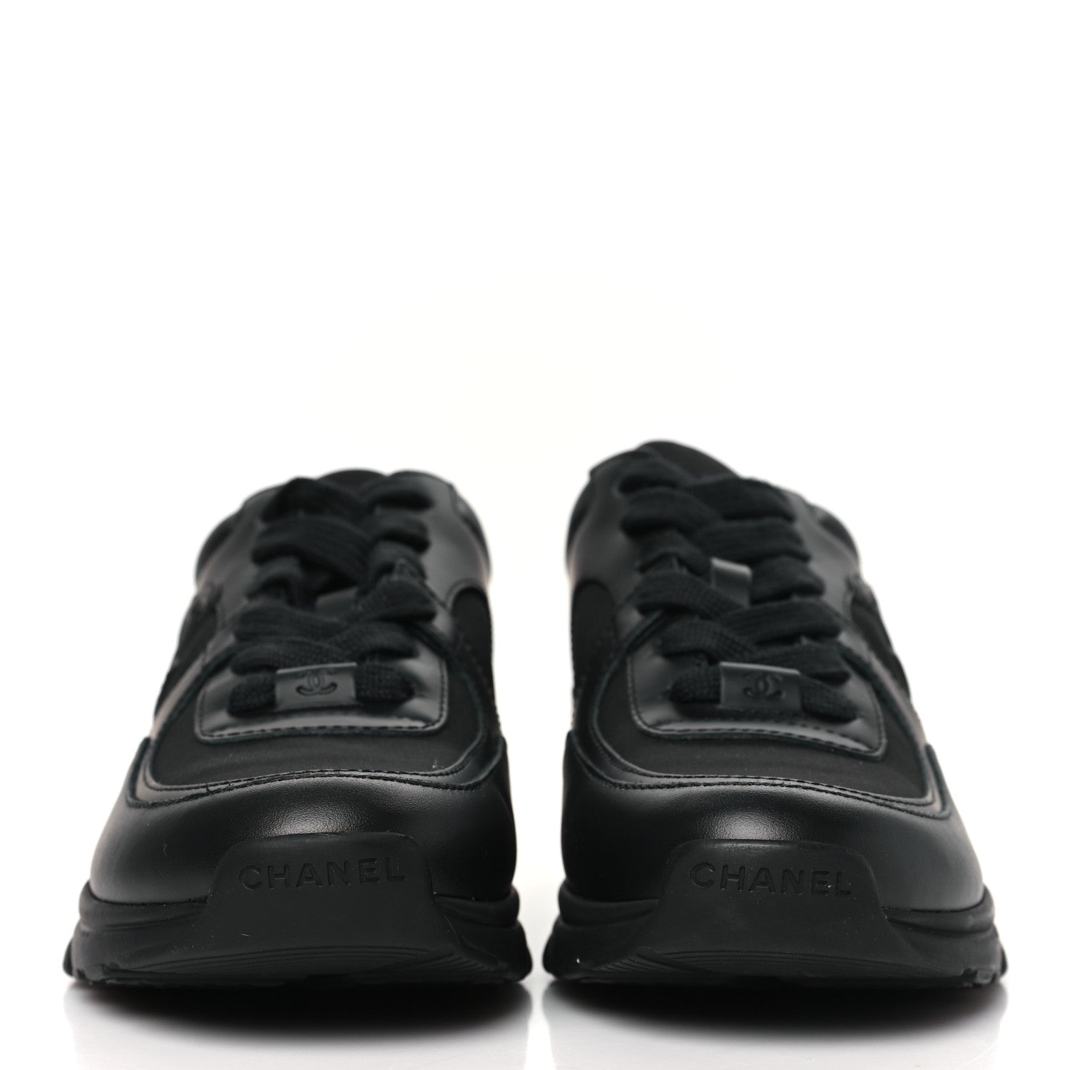 Chanel Lambskin Fabric CC Uniform Sneakers 38 Black 3 of 9