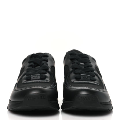 Chanel Lambskin Fabric CC Uniform Sneakers 38 Black 3 of 9