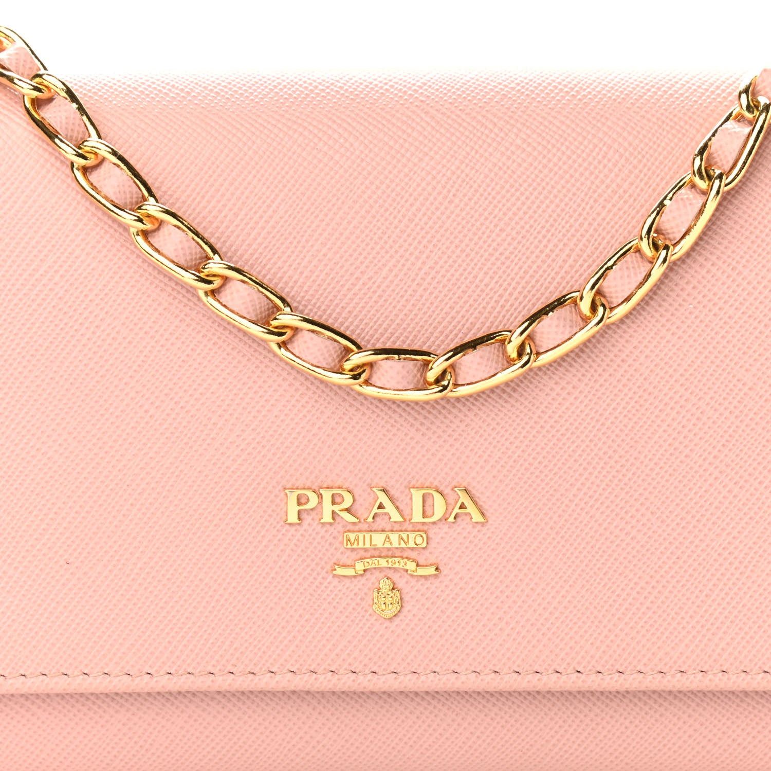 Prada Saffiano Metal Oro Chain Wallet Orchidea 8 of 10