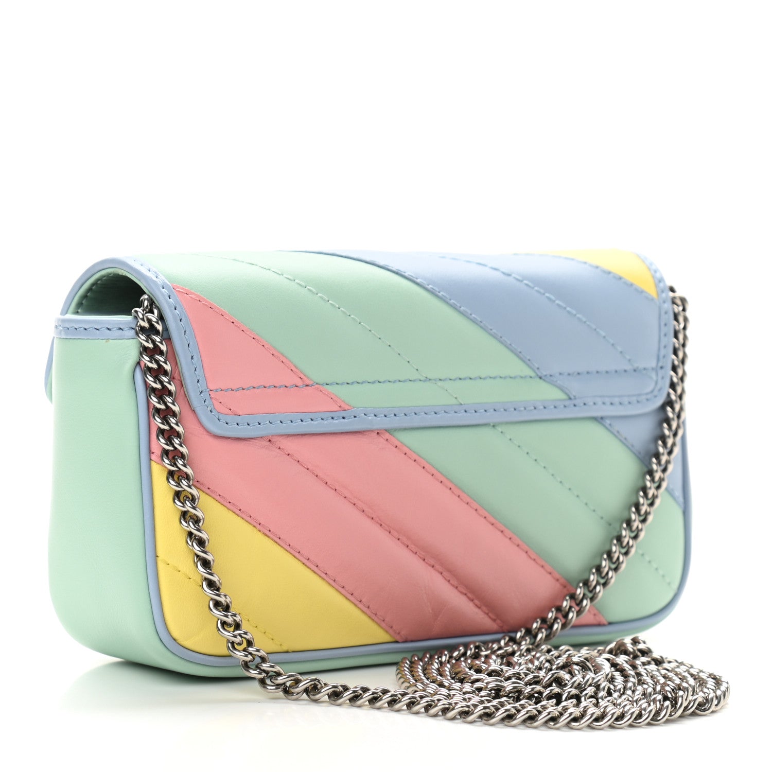 Gucci Calfskin Matelasse Diagonal Super Mini GG Marmont Shoulder Bag Multicolor Pastel 3 of 11