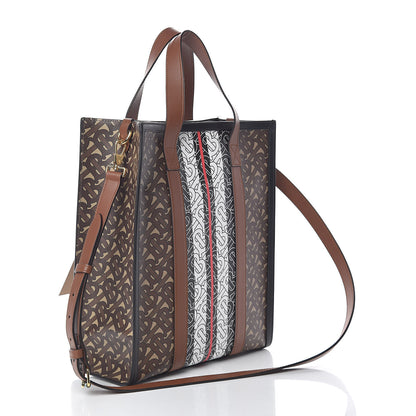 Burberry E-Canvas Monogram Stripe Portrait Tote Bag Bridle Brown 3 of 14