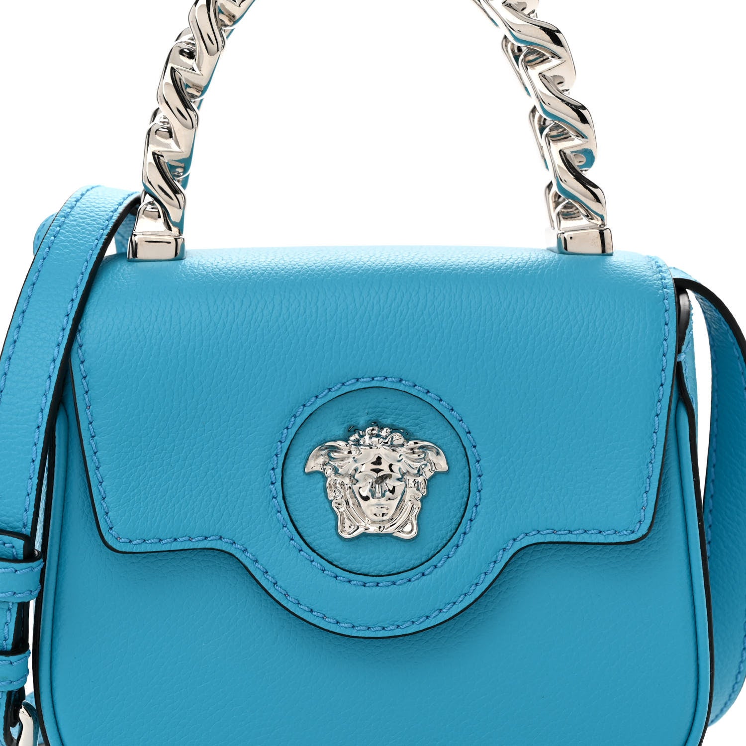Versace Grained Calfskin Mini La Medusa Bag Turquoise 8 of 12