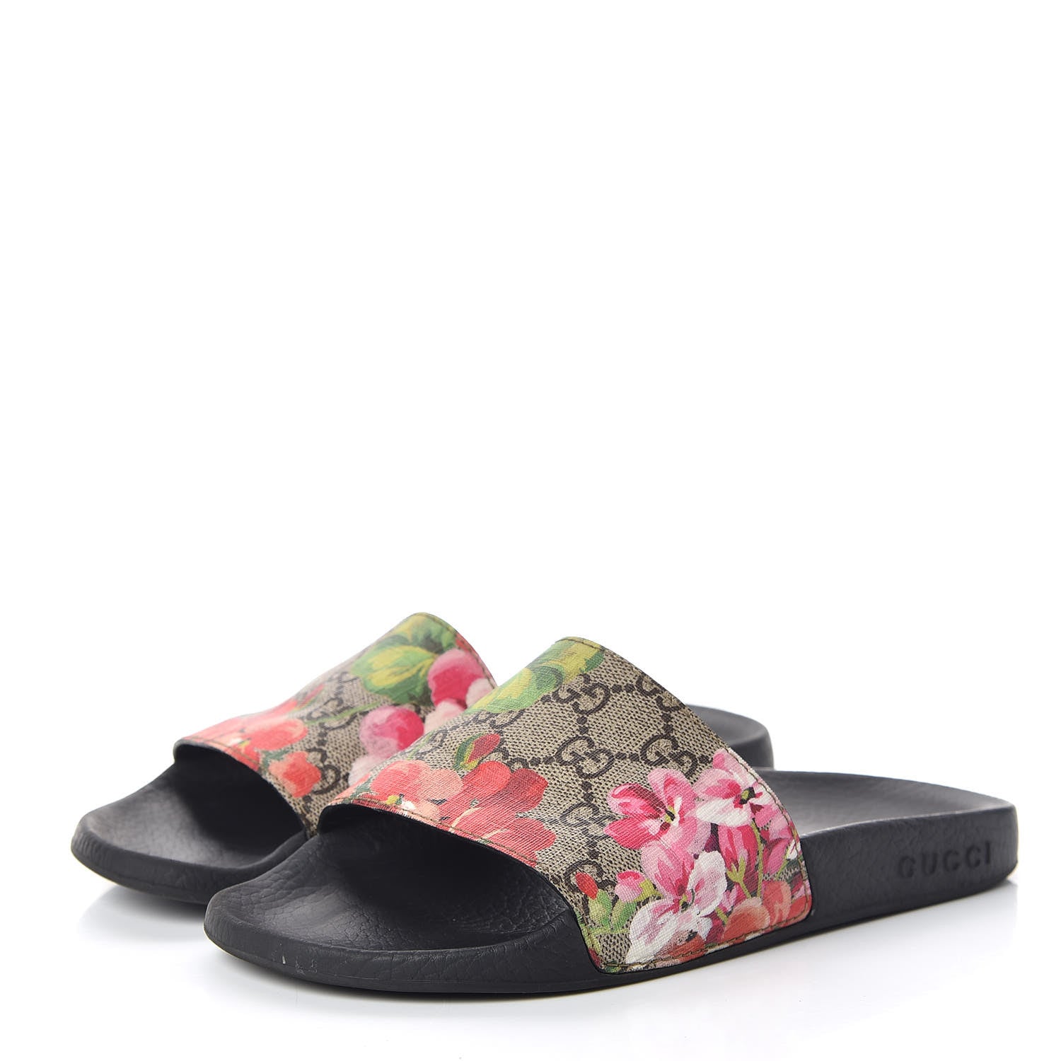 Gucci GG Supreme Monogram Blooms Slide Sandals 37 Beige Multicolor 3 of 9