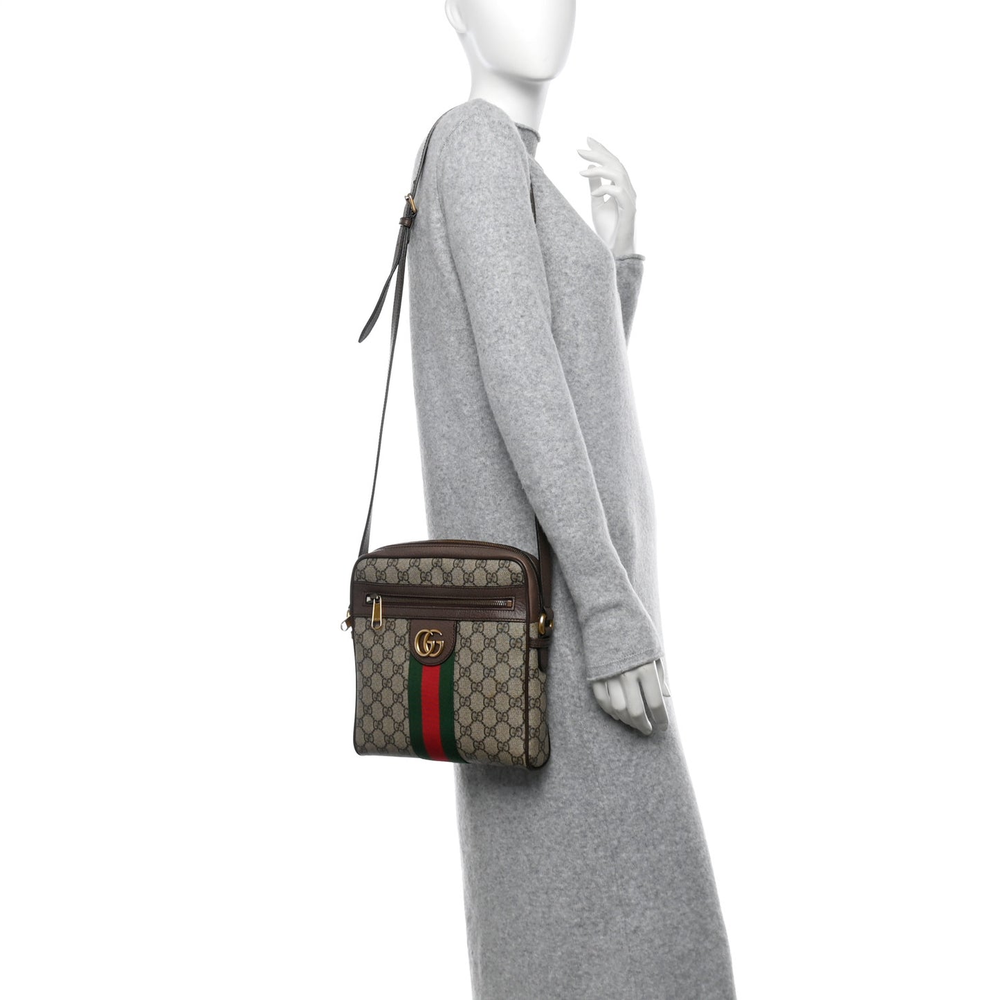 GG Supreme Monogram Web Small Ophidia Messenger Bag Brown