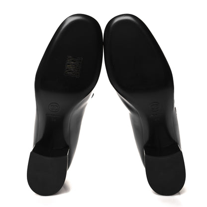 Chanel Patent Calfskin Grosgrain CC Mary Jane Pumps 38 Black 5 of 8
